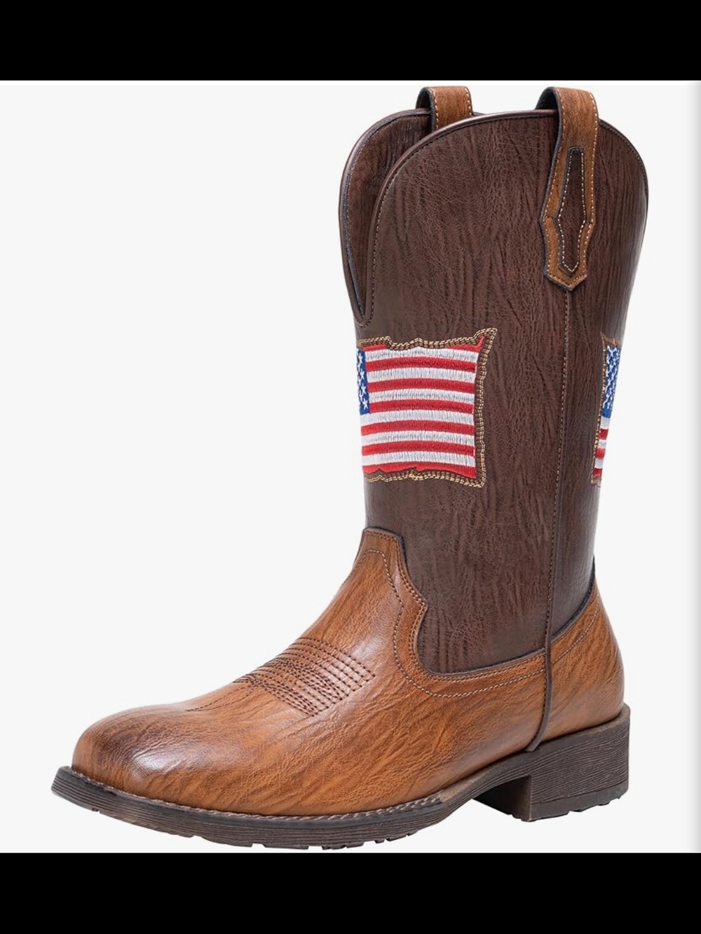 Men's Brown Western Boot with American Flag Accent 4th Of July Special!